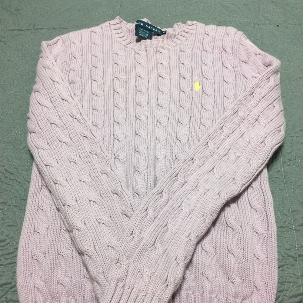 Purple Ralph Lauren cable knit sweater. Size XS.